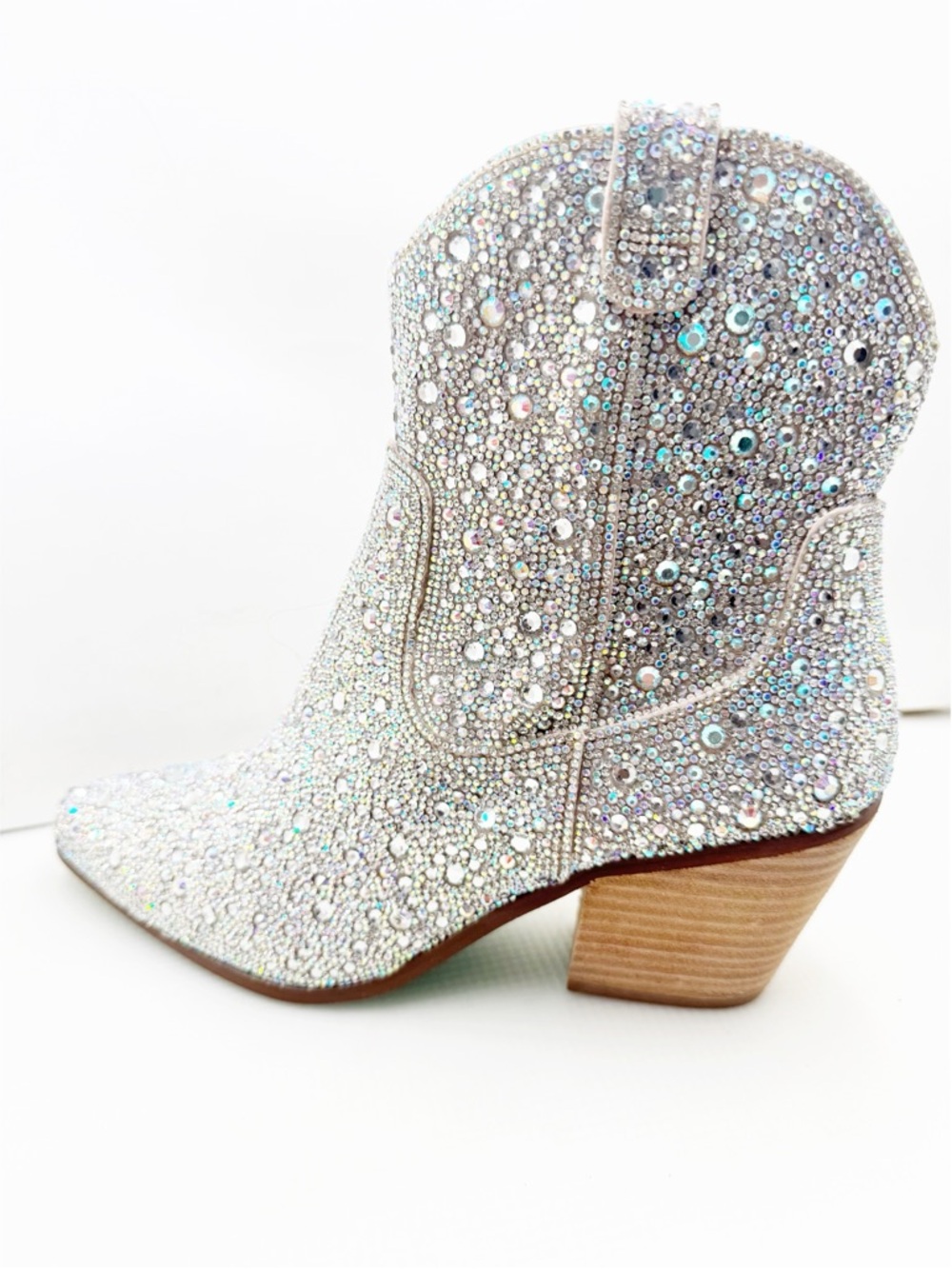 🆕{BETSEY JOHNSON} Blue DIVA Rhinestone Embellished Western Bootie - Picture 5 of 16